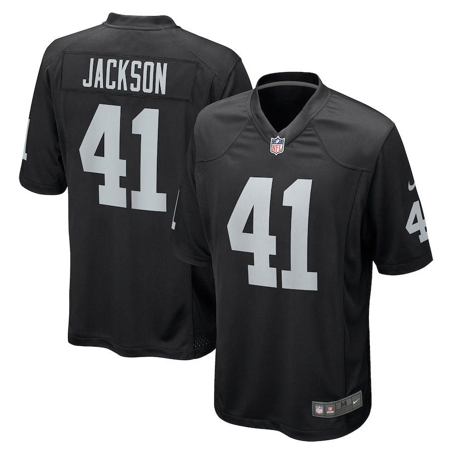 Men Oakland Raiders #41 Robert Jackson Nike Black Game NFL Jersey